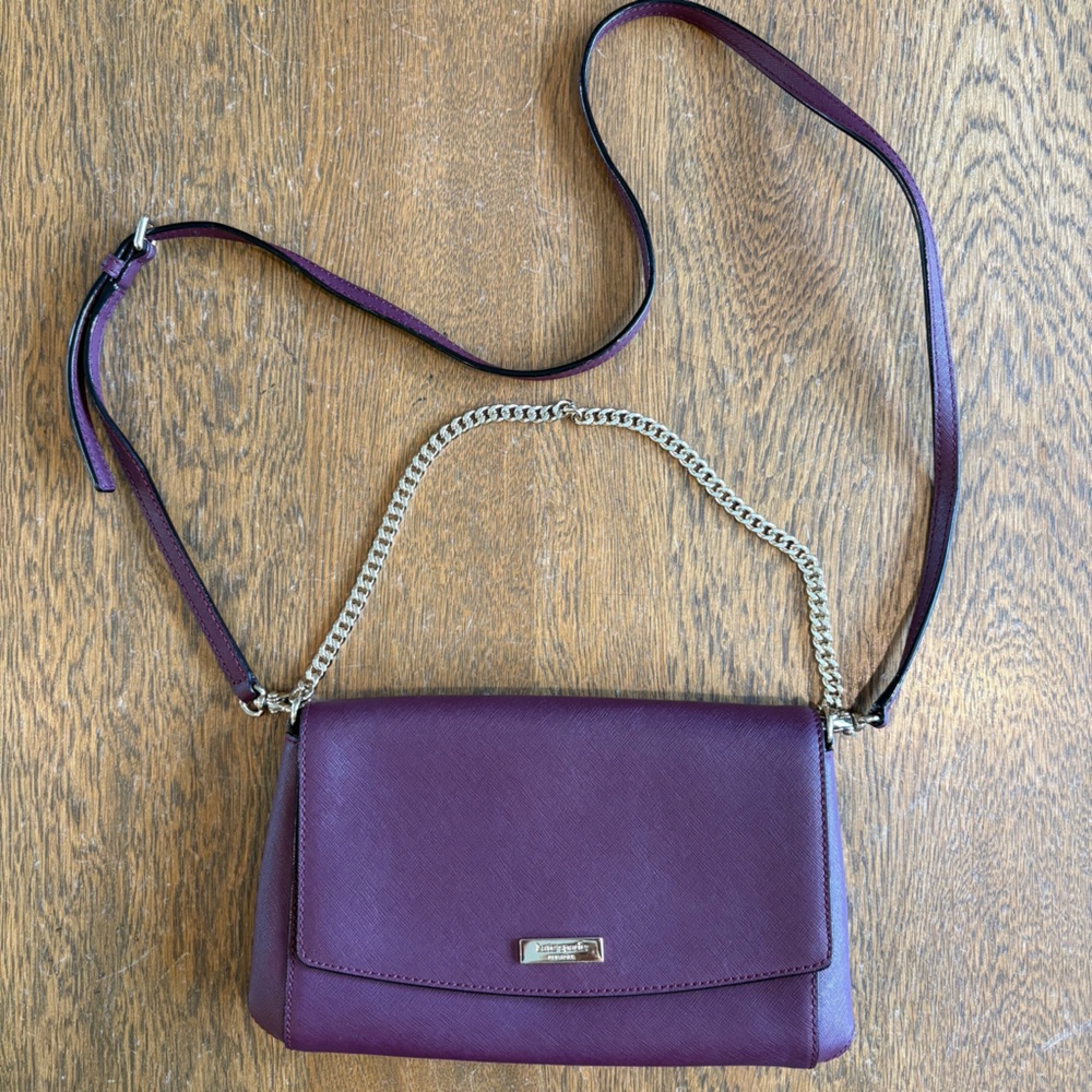 Kate Spade Laurel Way Greer Crossbody Shoulder Bag Purse Leather Deep Plum